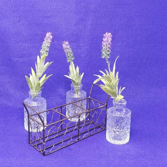 Wire Mesh Basket Glass Bottles Craft Wedding Farmhouse Shabby Chic Rustic - Picture 5 of 11
